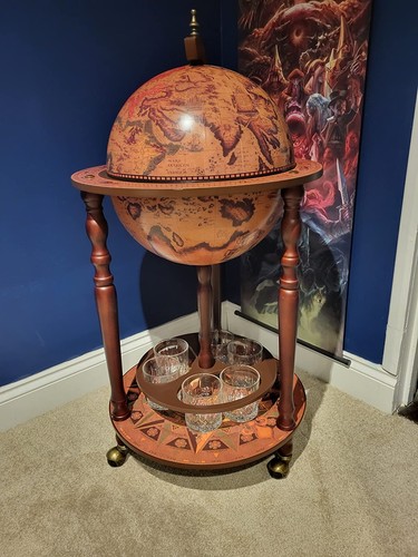 Vintage wine bar antique globe - vintage,