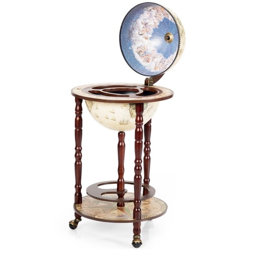 Wood wine bar - wood, globe