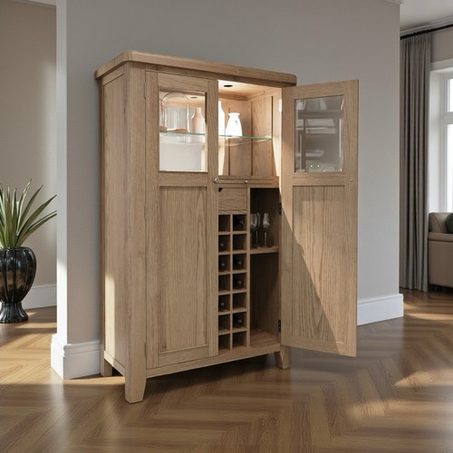 Smoked oak drinks cabinet with - smoked,