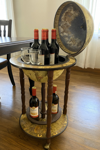 Vintage wine bar antique globe - wine,