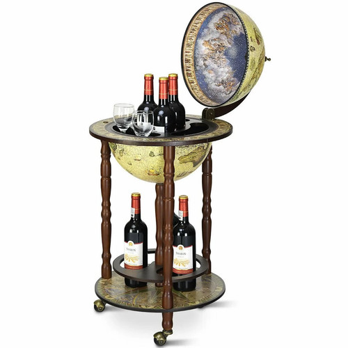 Wooden globe drinks cabinet - drinks,