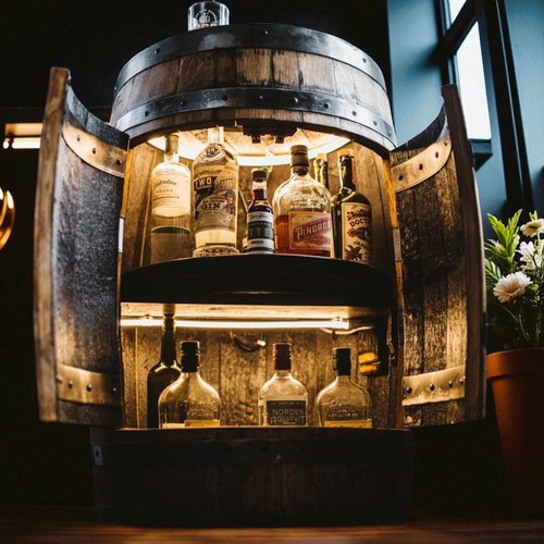 Whiskey barrel bar cabinet - bar,